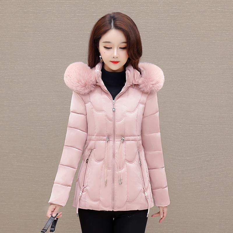 

Padded Clothes Women s Short Padded Clothes Winter New Slim-fitting Waist Padded Jacket Thickened Fur Collar Warm Jacket XL