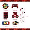 Mpanwen Red Video Game Party Supplies - 212Pcs Gamer Gaming Party Decoration For Boys Birthday Party - Table Cover, Plates, Cups, Napkins, Utensils,