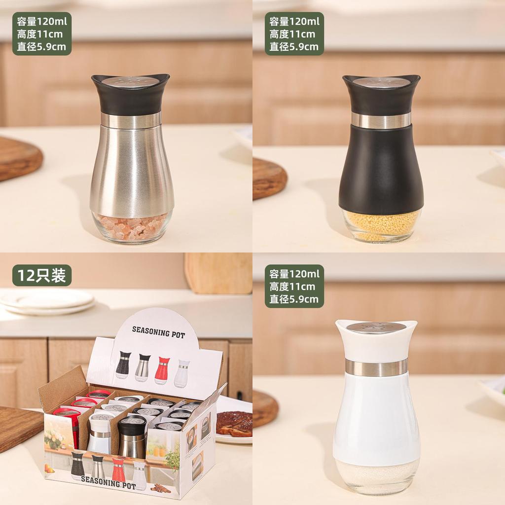 Modern Kitchen Spice Jar Set With Glass And Stainless Steel For Home Cooking And Bbq