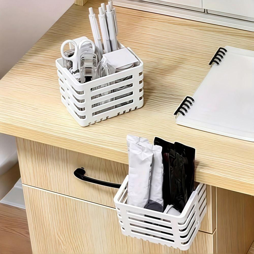 Plastic Retractable Small Baskets Space Saving Hanging Storage Box Utensil Holder  for Kitchen
