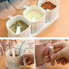 Multi-functional Airtight Spices Box Dividing Grids Anti Slip Seasoning Organizer with Spoon Plastic Spice Container Kitchen