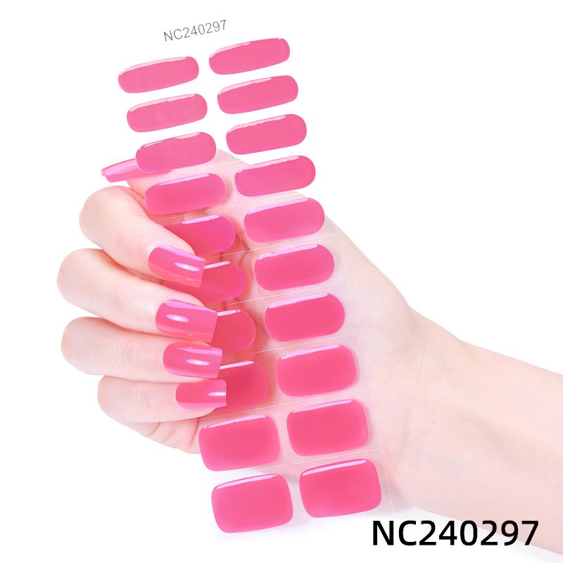 Hot Sell Custom Logo HEMA-Free Gel Polish Nail Stickers New Solid Color Styles Semi Cured Gel Nail Wraps 20 Gel Nail Strips