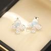 New Japanese and Korean Sweet Blue White Oil Dripping Flower Earrings Temperament Stone Inlaid Exquisite Versatile Ear Clips
