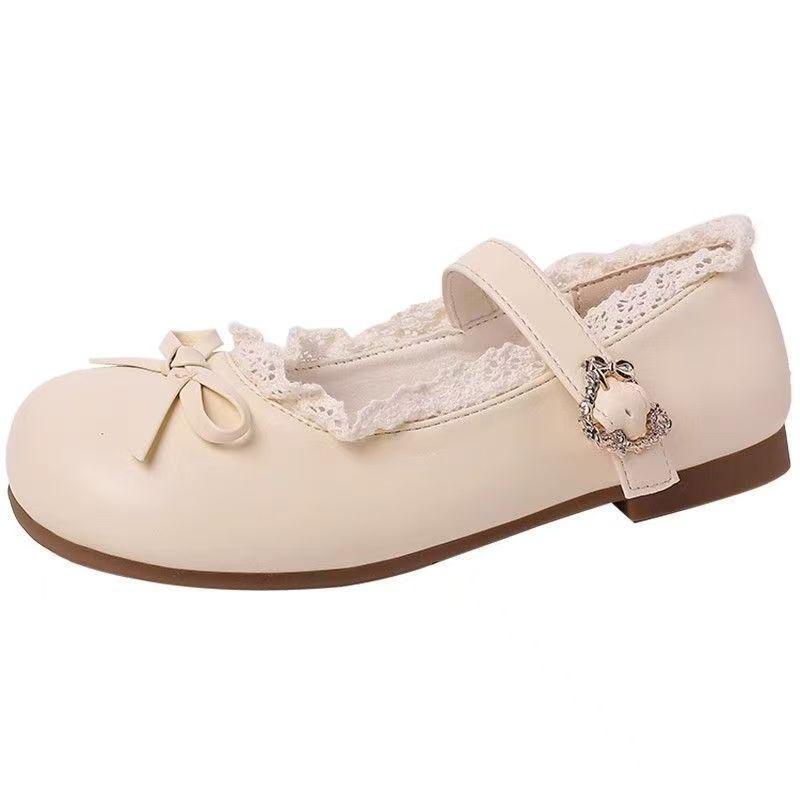 Girl's heart bow Mary Jane shoes children's small flower buds autumn new Lolita with skirt small leather shoes