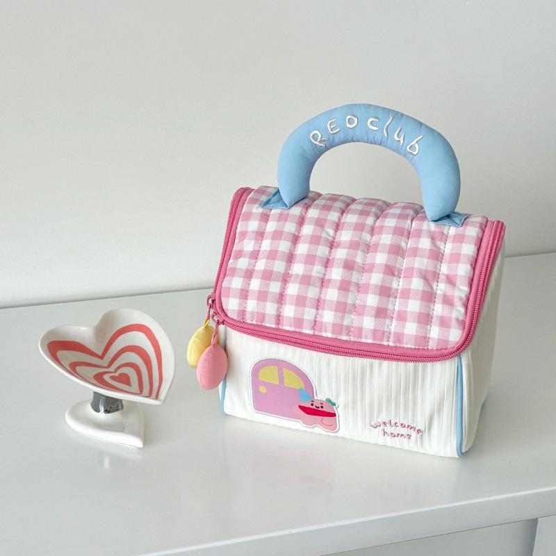 Korean Style Dopamine Mini Handheld Makeup Bag: Stylish, Multi-layer Portable Travel Toiletry Organizer