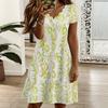 Oversized Women V Neck Short Sleeve Dress Abstract Geometric Printed Loose Dress For Summer Street Outfits