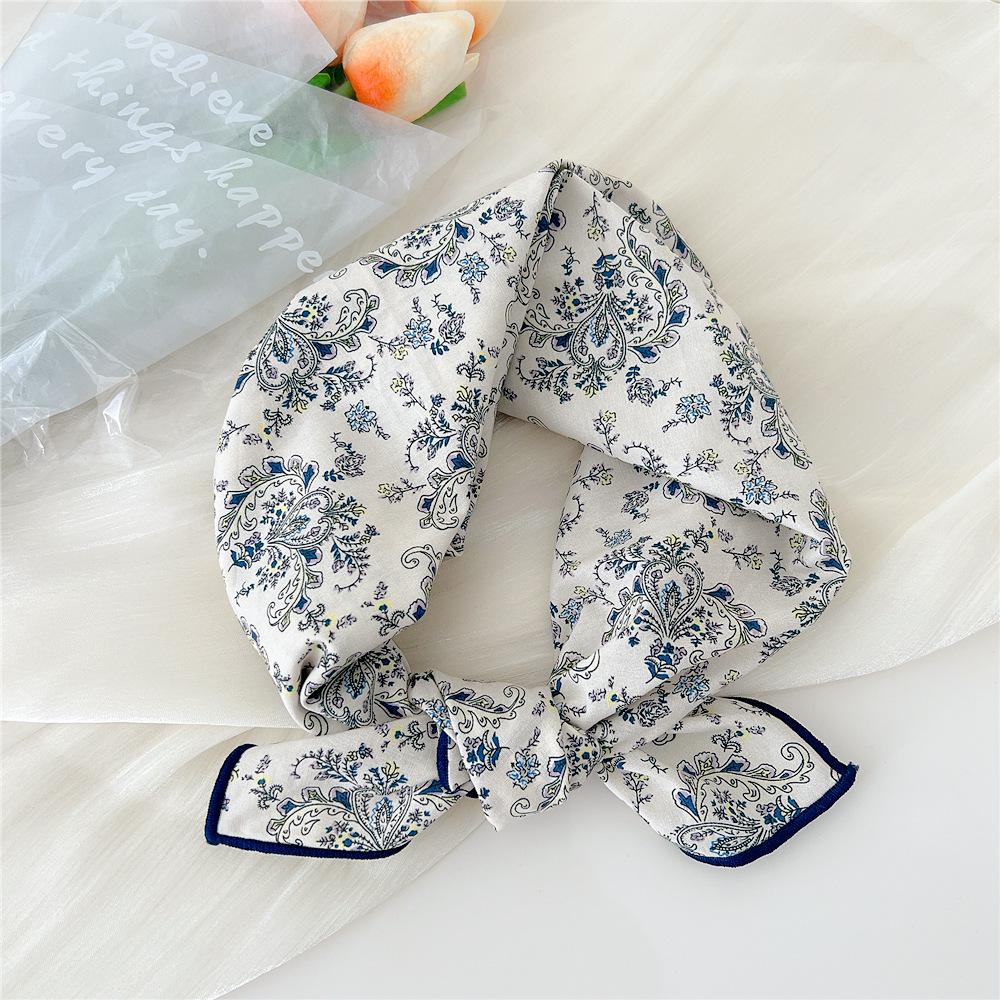 58 Cotton Linen Small Square Silk Scarf for Women - Spring/Autumn/Summer Korean Style Headband & Decorative Scarf