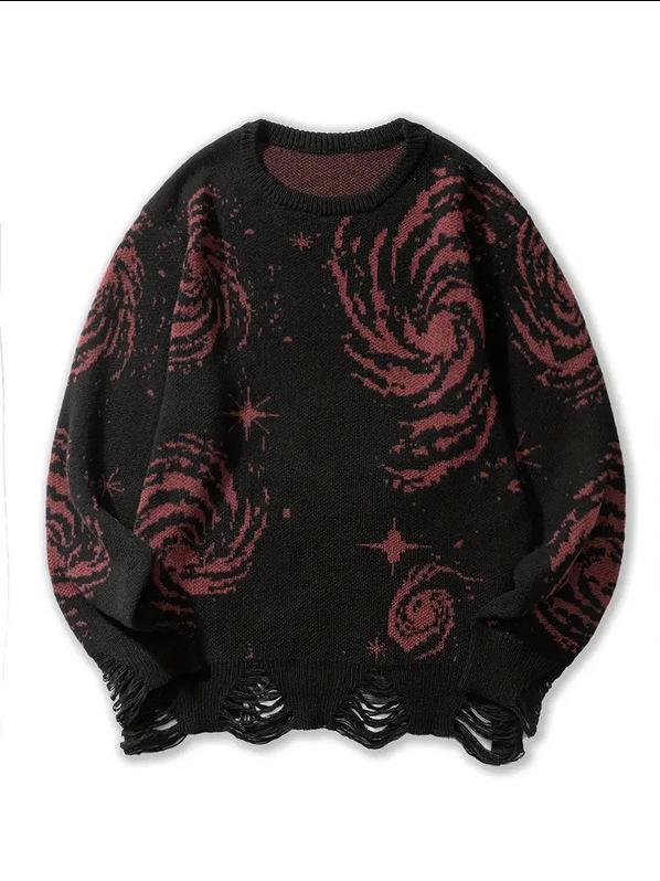 Winter Retro Abstract Loose Knit Pullover Sweater