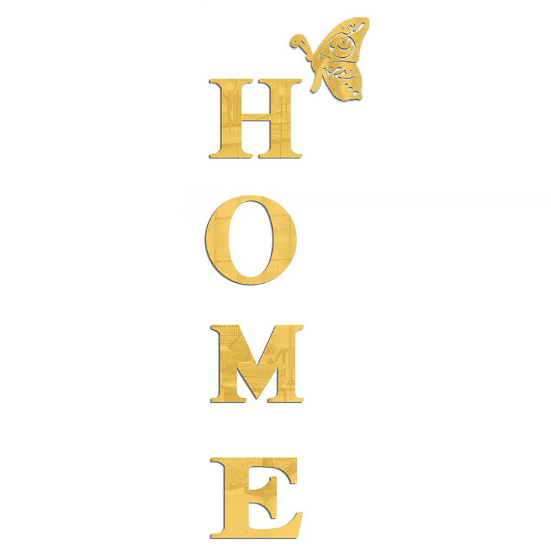 1 Set Acrylic 3D Family Slogan Self-Adhesive Wall Sticker DIY Mirror Home Decor HOME Removable English Alphabet