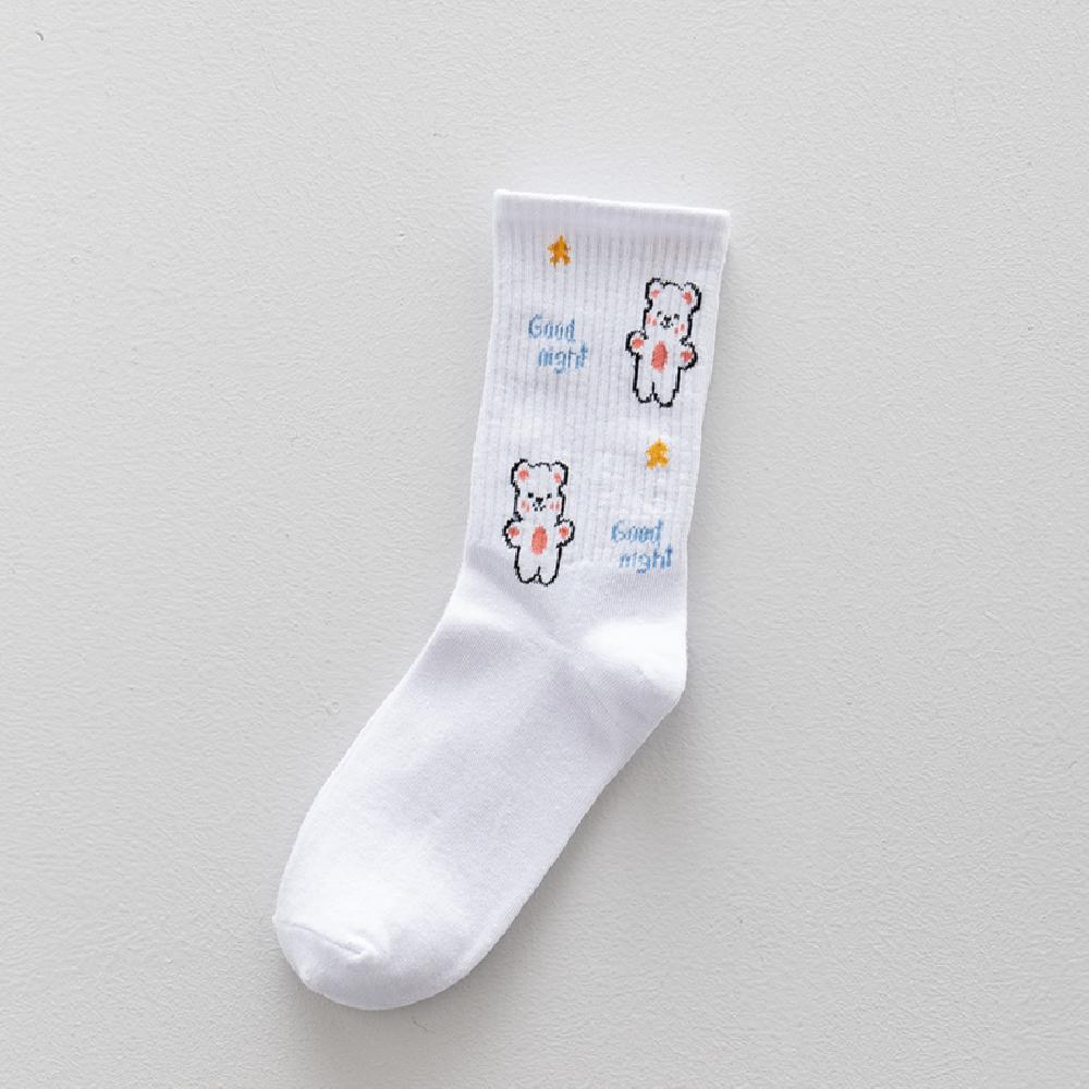 Women Japanese Korea Cute Cartoon Cow Bear Rabbit Duck Unicorn Funny White Cool Harajuku Hip Hop Cotton Skateboard Socks