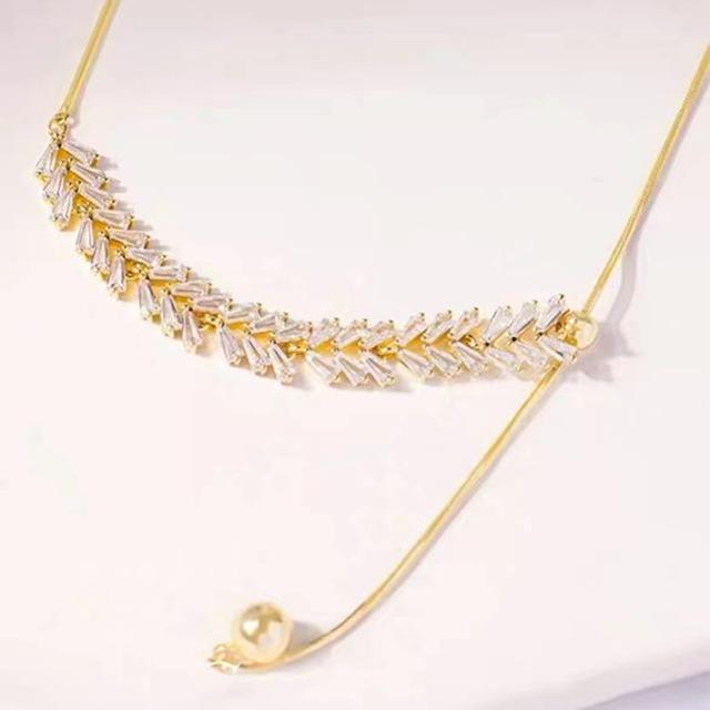 

Новая мода Нишевое регулируемое циркониевое ожерелье с подвеской из пшеницы для женщин и пожилых людей, цепочка на ключицу, оптовая продажа