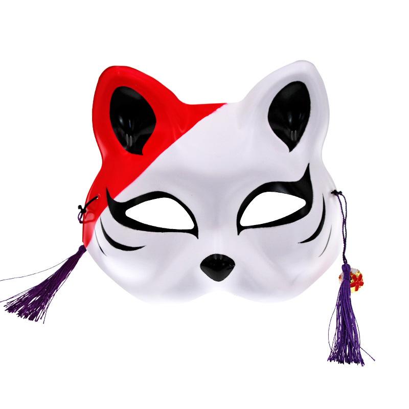 

Tiktok в японском стиле Wo Feng Cos, маска кота на половину лица, мультяшная лиса, демон, фестивальный макияж, танцевальная маска