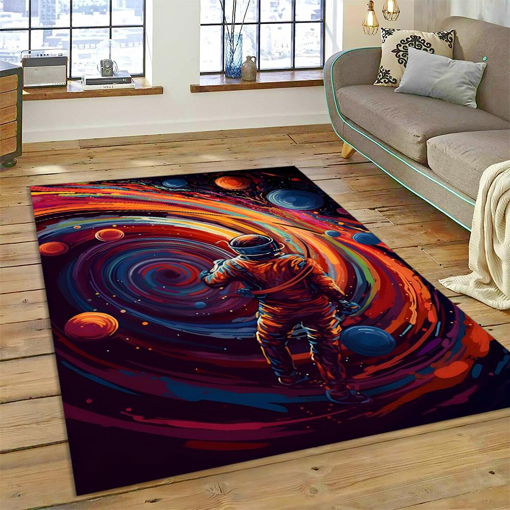 Weltraum Astronaut Universum Raumfahrer Cartoon Teppich Teppich für Zuhause Wohnzimmer Schlafzimmer Sofa Fußmatte Dekor, Kinderbereich Teppich Rutschfest