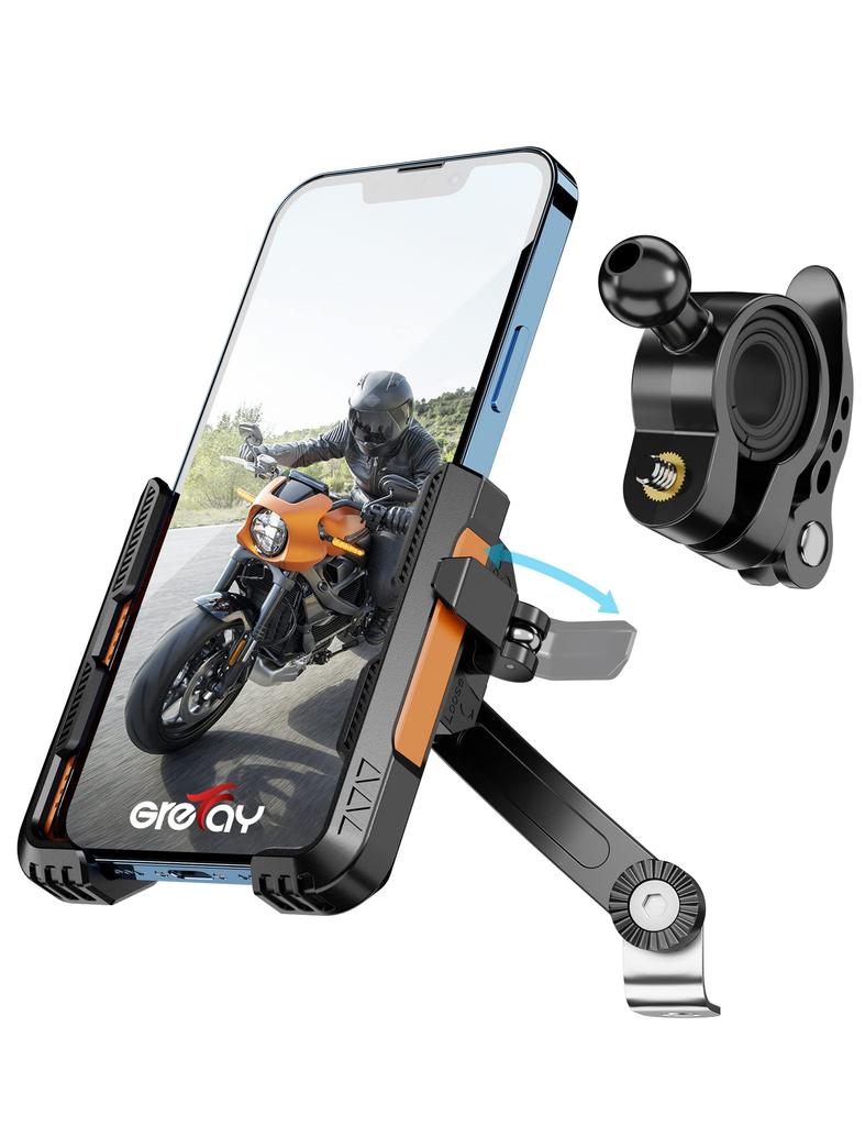 Grefay Motorcycle Phone Handlebar Motorcycle Phone Holder Connection Methods Quick Compatible with iPhone 14 14 14 Pro 14 13 Pro 13 12 11 Pro 11 XS XR