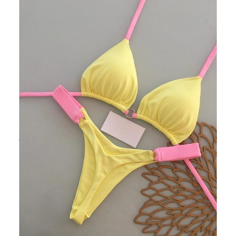 Micro Bikini Push Up Donna Sexy Scollo all'americana Triangolo Perizoma Spaccato Set Bikini Brasiliano 2026 Nuovo Costume da Bagno Estivo Set da 2 Pezzi