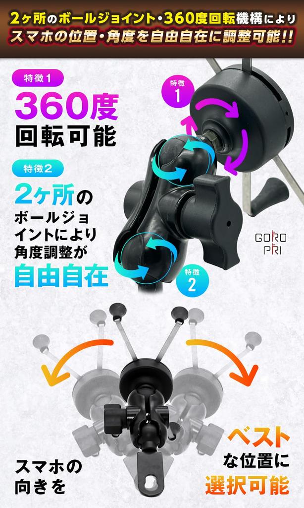 GOROPRI Smartphone Holder for and Other Compatible with Ram Mounts Inches and with X-Grip Motorcycles, Scooters, Mopeds, (D-Type (6.3 Larger,
