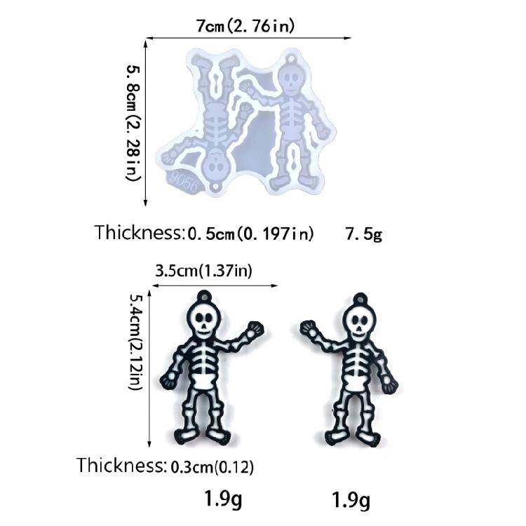 Human Skeleton Earrings Silicone Mold Crystal Epoxy Decorative Pendants Mold