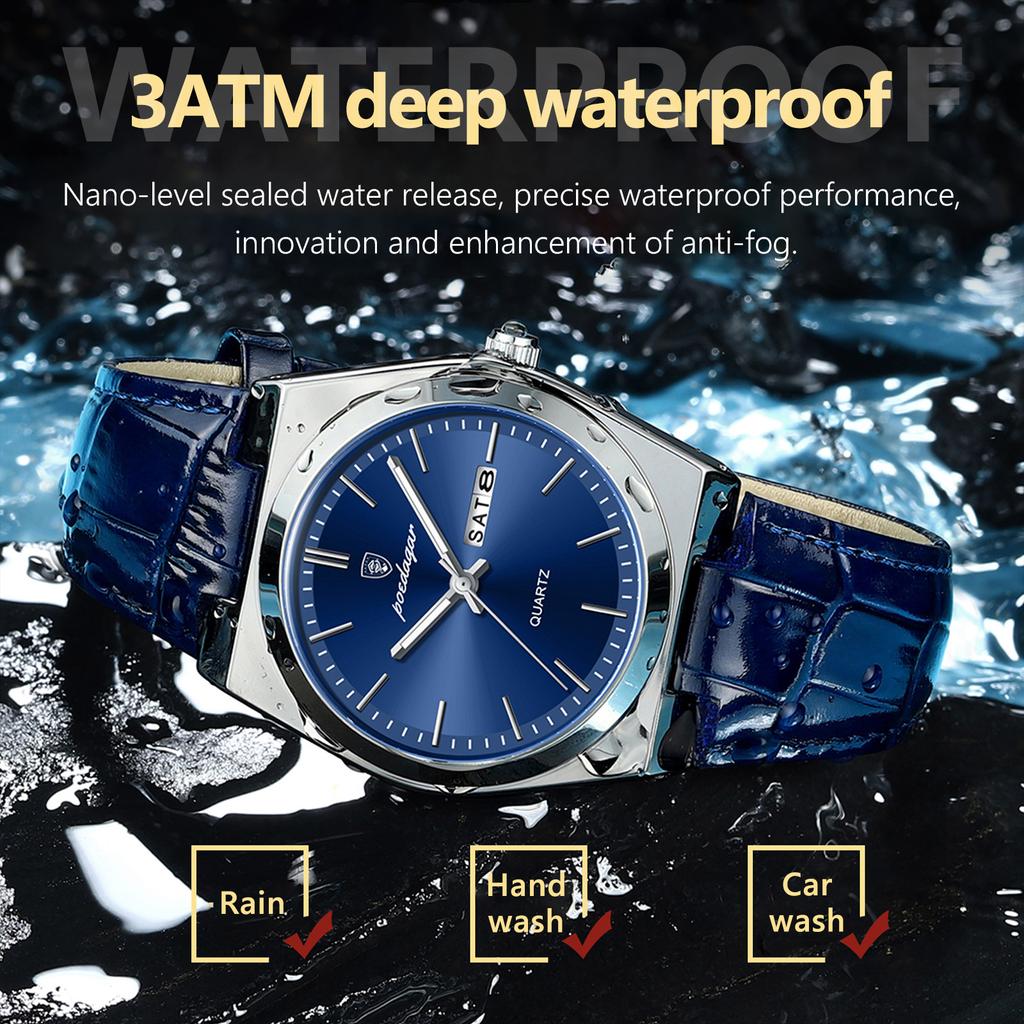 Nové luxusní hodinky pro muže Vojenské kožené pánské náramkové hodinky Quartz Clock Vodotěsné Luminous Date Week Pánské hodinky