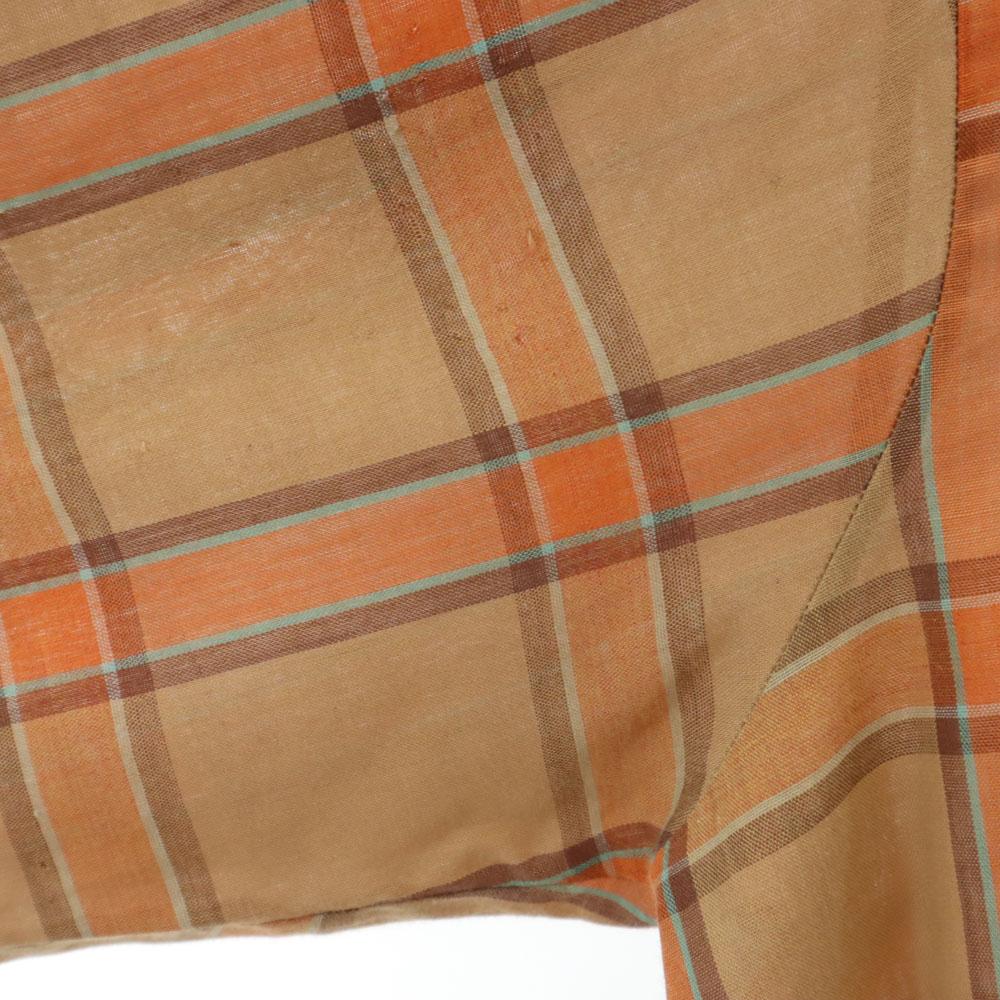 ARROW 60s Vintage USA made open collar Check Pattern Long sleeve Open color shirt Men's Used