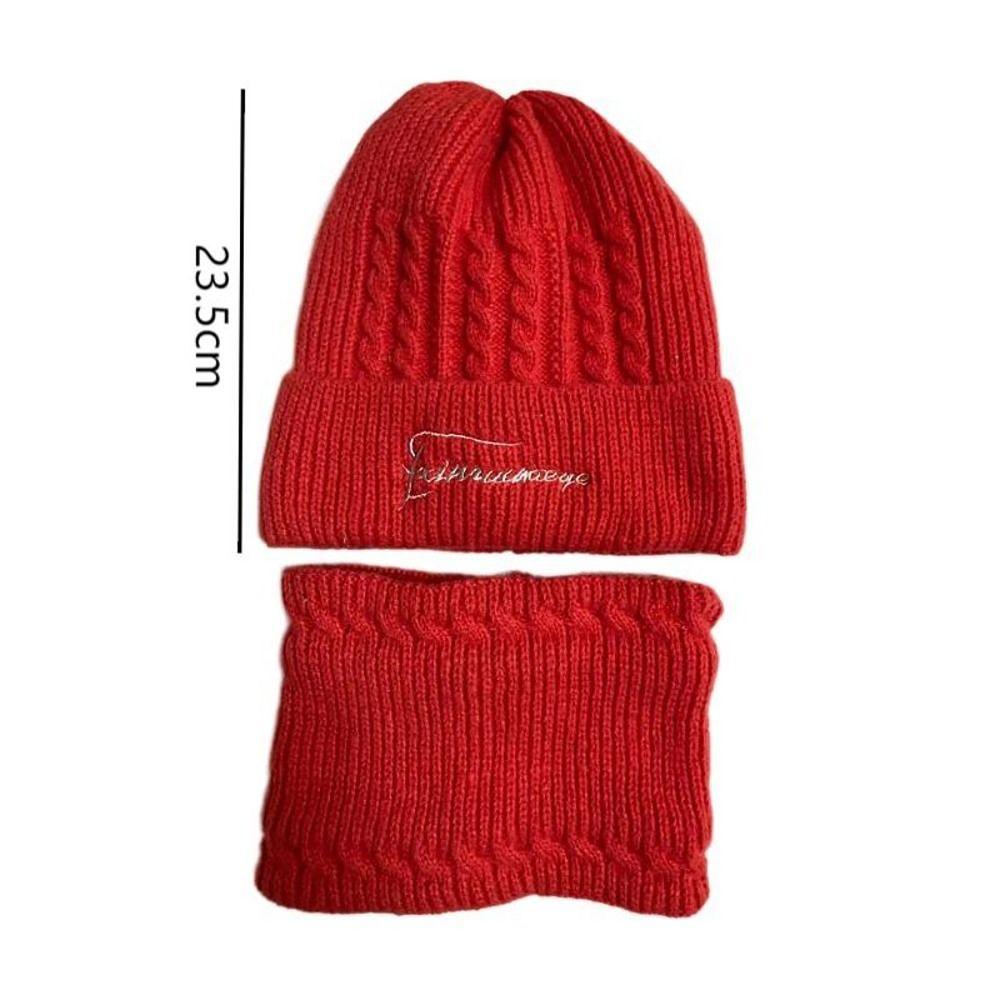 Windproof Neck Scarf Cap Plush Hat Scarf Set Warm Beanie Hat Scarf Cycling