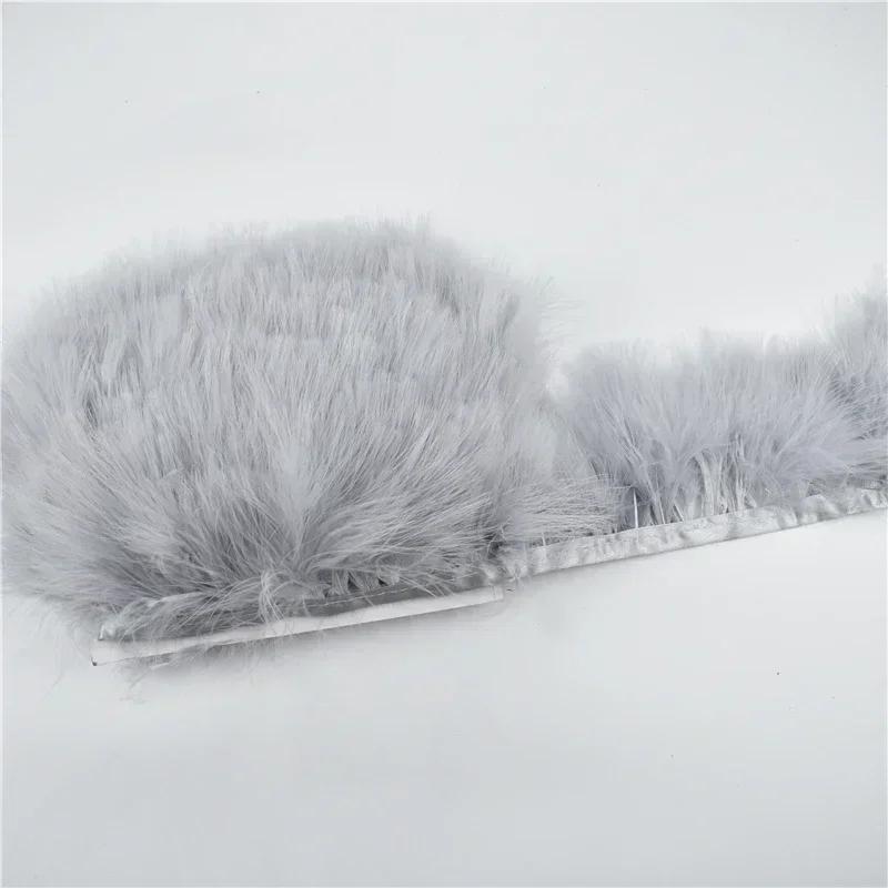 

1 Метр Марабу Перья Кисточка Бахрома Отделка Лента из Индюшиных Перьев Лента Швейная DIY Одежда Аксессуары Свадебное Украшение серый