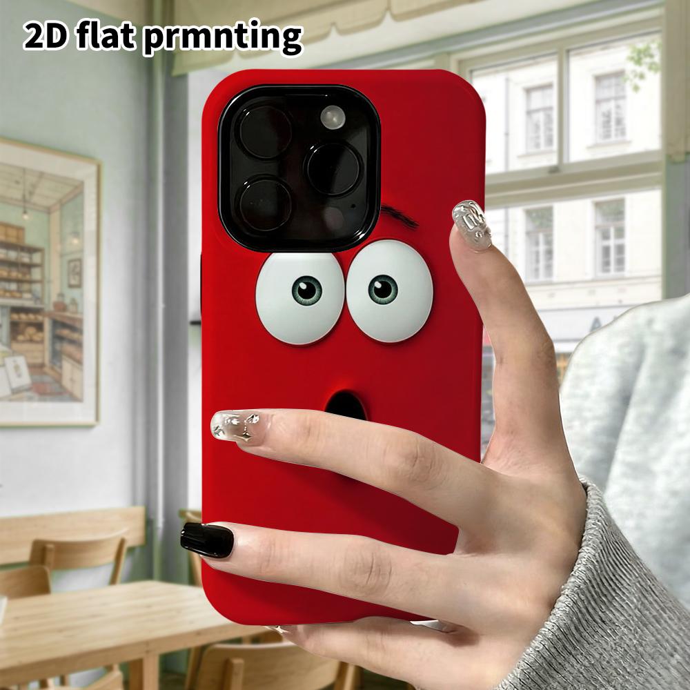 Phone Case: 2D Flat Samsung Galaxy A34 A35 M05 M06 S20 S22 S21 FE Plus 5G Protective Case, Red Shocked Face, Perfect Christmas and Halloween Holiday G