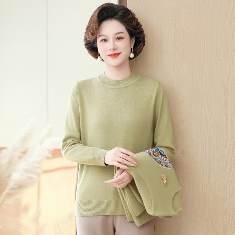 Middle-aged loose fashion slim and thin coat mother outfit autumn and winter new Chinese two-piece set