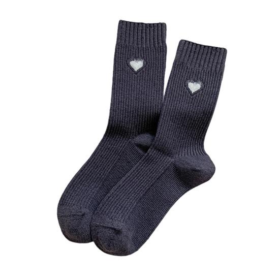 Women's Heart Pattern Mid Calf Crew Socks Ribbed Knit Boot Socks Fall Casual Soft Cozy Socks for Women Girls