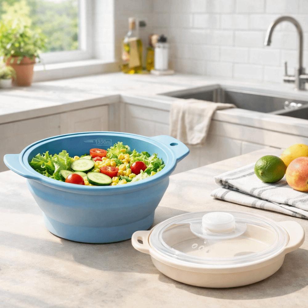 Food Grade Silicone Collapsible Steaming Pot Foldable Microwave Steamer Bowl Picnic