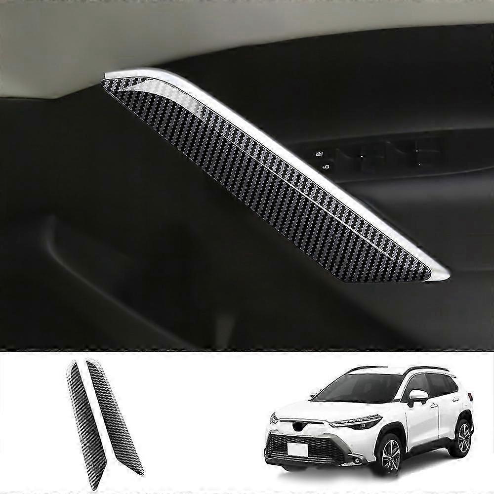 2pcs Carbon Fiber Car Inner Door Handle Trim Pull Grab Panel Handle Cover For 2021 2022 Rhd