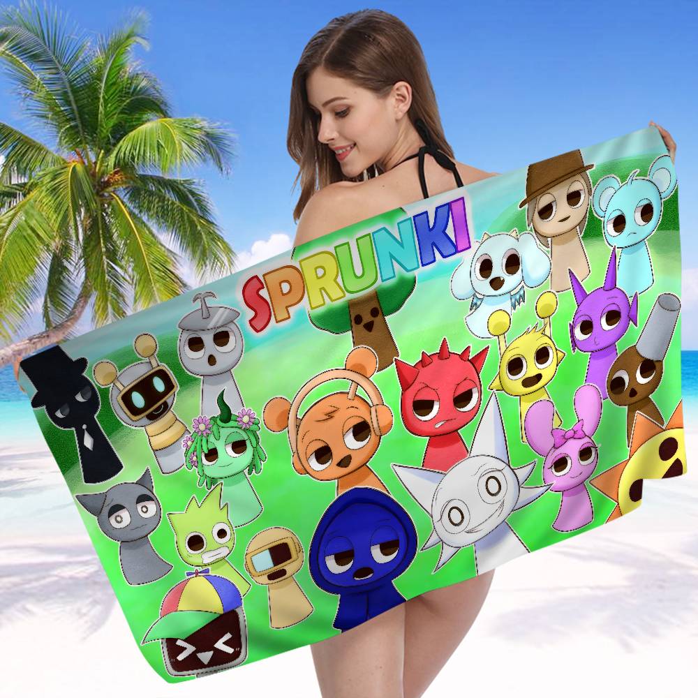 I-Incredibox S-Sprunki Anime Prosop de Plajă pentru Înot Moale Absorbant Lavetă Cadouri pentru Copii pentru Copii Călătorie Camping Sală de Sport