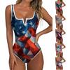 Women Swimsuit V Neck Printed Tank Bathing Suit Soft Stretchy Fabric Front Lined Beach Swimwear