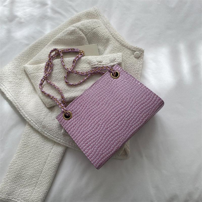 

Trendy Street Style Retro Large Capacity Pu Shoulder Bag For Women Simple Chain Handbag Crossbody Tote фіолетовий