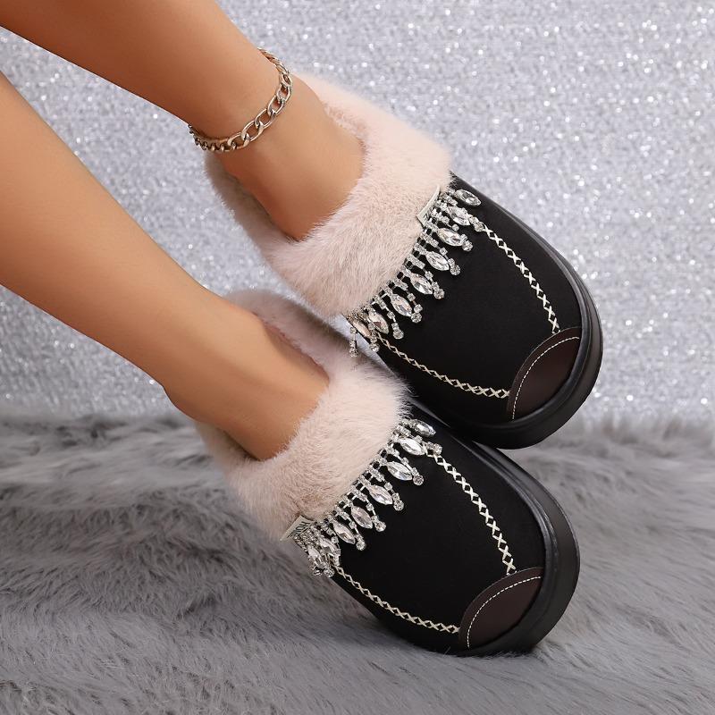 Fashion Cotton Drag Outside Wear Winter Warm Slippers Women Soft Sole Non-slip Home Cotton Shoes