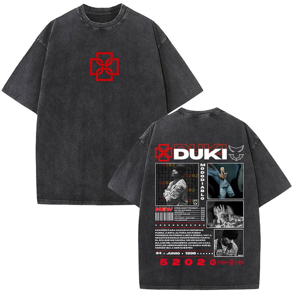 

Rapper Duki 5202 MIXTAPE Album Vintage Washed T Shirts Men Women Fashion Hip Hop Tshirt Cotton Casual Short Sleeve Tshirts Top S