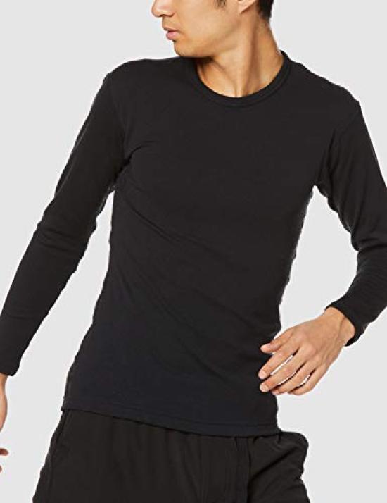 Mizuno Breath Thermo Medium Thickness for Crew Neck Long Sleeve Black Size S Underwear, Heat-Generating Innerwear, Active, Men's Shirt, (Previous