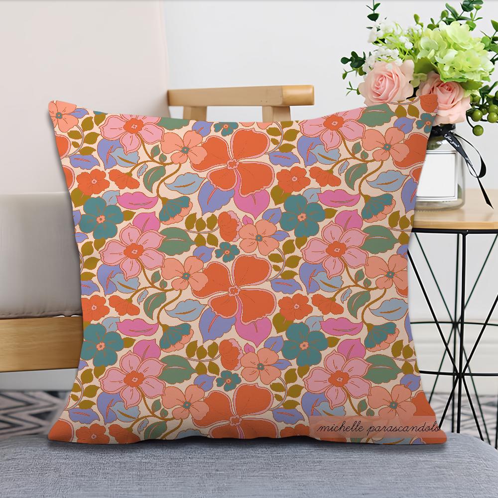 soft Comfortable Pillow Case for Sofa Living Room M-michelle P-parascandolo flowers Home office Decor Protective Covers