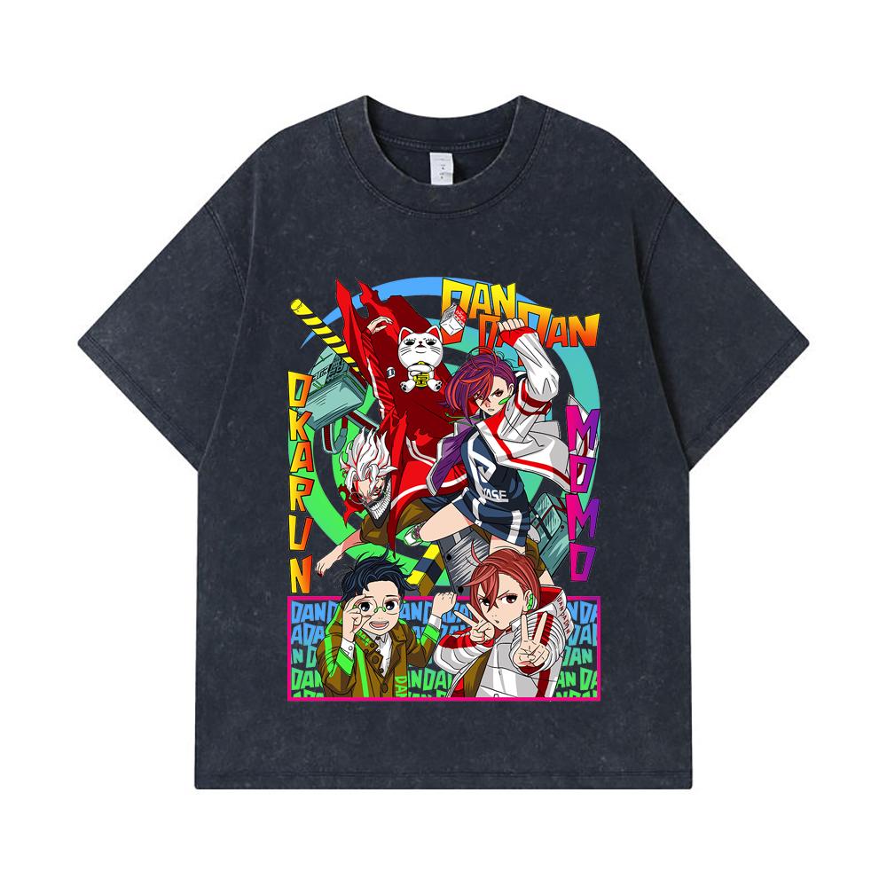 275 GSM Washed T-shirts 100% Cotton DanDaDan V8 Print Unisex Heavy Cotton T Shirt