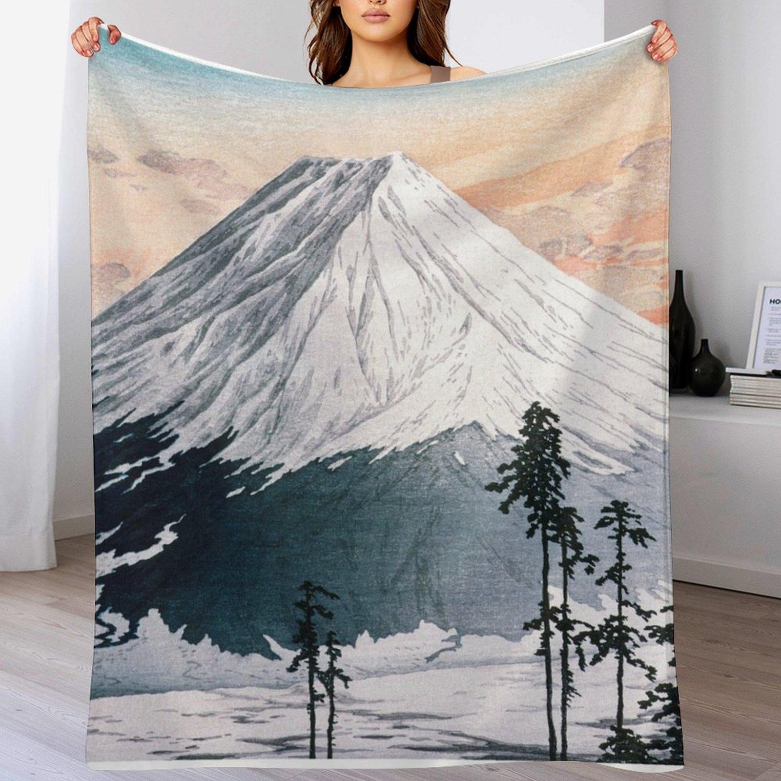 

Mt Fuji Painting Artwork Throw Blanket Anti Shedding Soft Fuzzy Blanket for Home 102x76cm(40x30in)