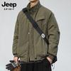 JEEP SPIRIT Men's Retro Plaid Stand-Collar Winter Jacket