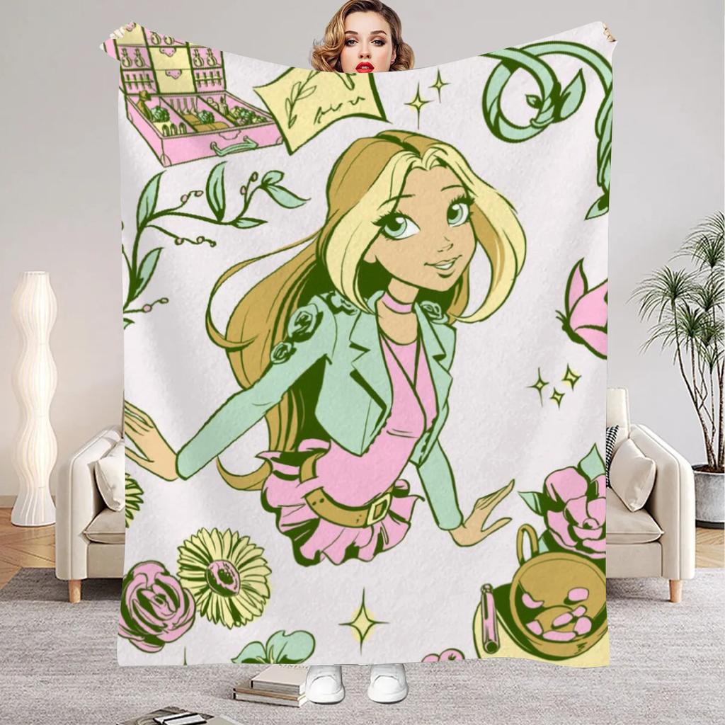 W-Winx C-Club Blanket Beauty Girl Print Flannel Blanket for Home Living Room Bedroom Decor New Year Christmas Gift for Kids