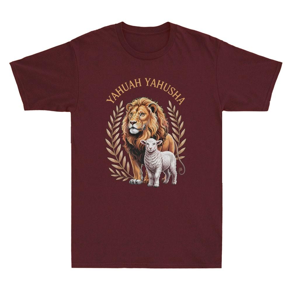 Lion Of Judah And Lamb Yahuah Yahusha Funny Graphic Unisexs Short Sleeve Tshirt