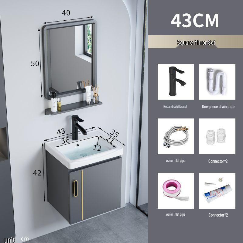 Small Wall-Mounted Bathroom Cabinet with Integrated Ceramic Washbasin