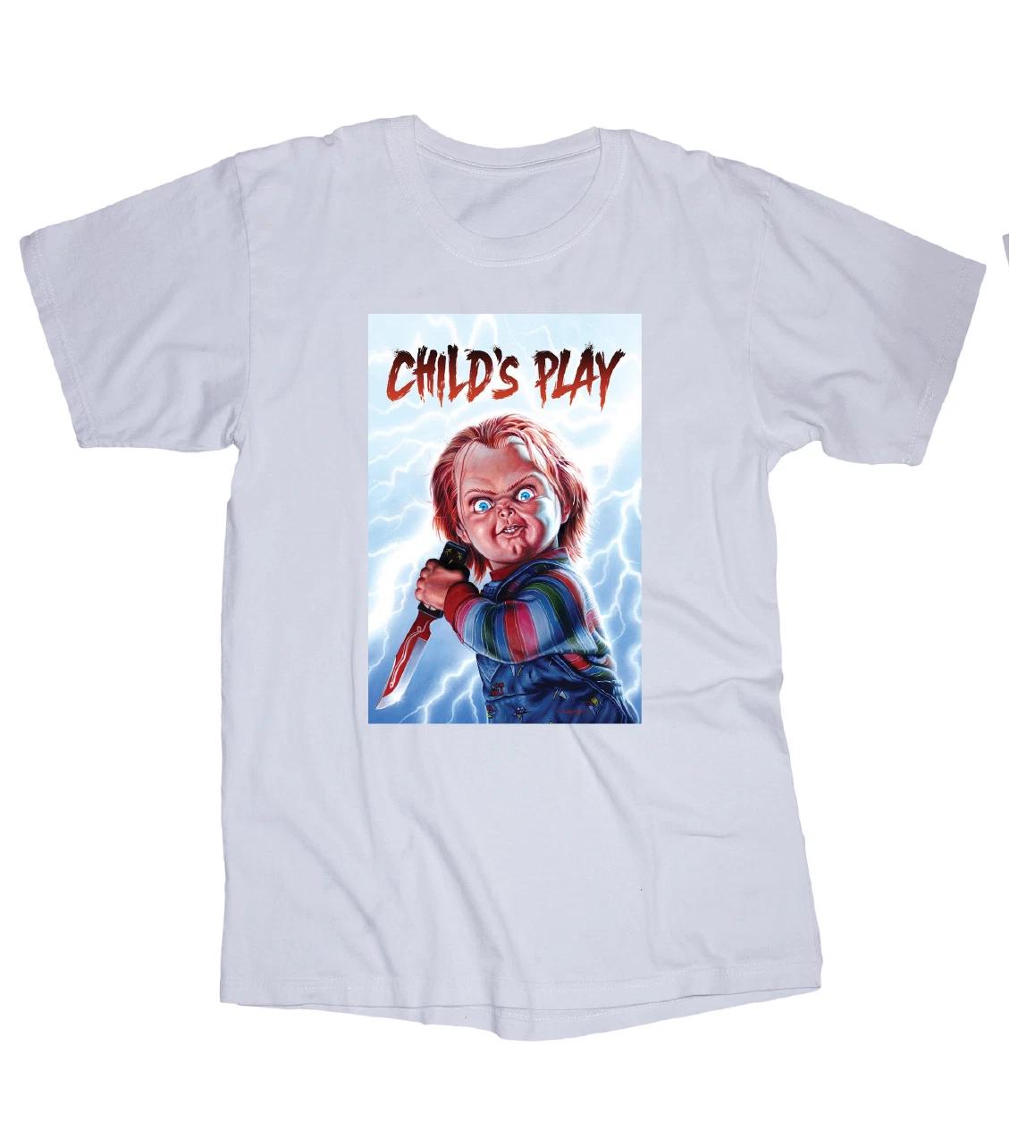 Child s Play Chucky movie white T-shirt Halloween Killer Doll S