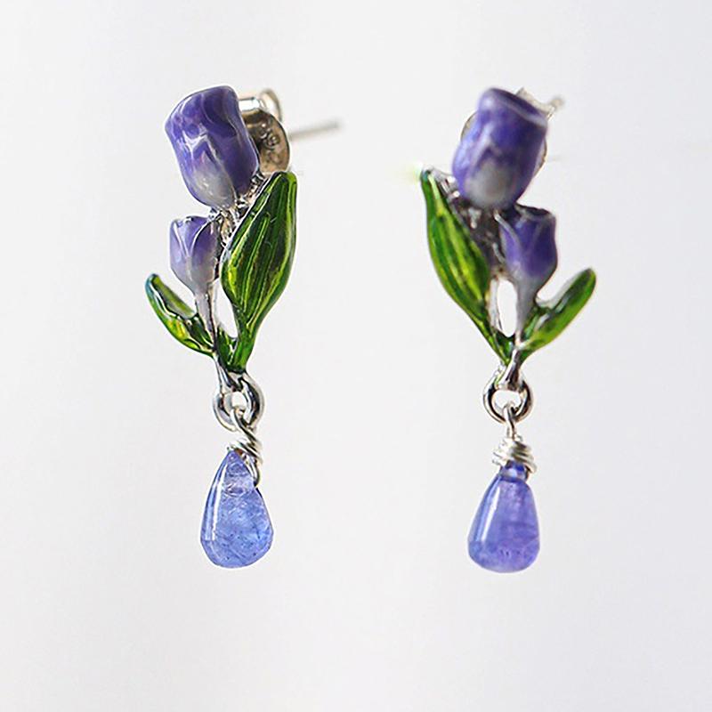 

Корейский тюльпан пресноводный жемчуг капли глазури фиолетовые серьги ручной работы серьги темперамент элегантные ювелирные изделия подарки ювелирные аксессуары