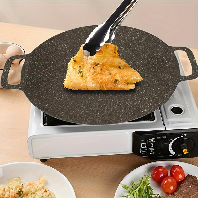 1pc Non-Stick Cast Iron Teppanyaki Grill & Frying Pan Portable Outdoor BBQ Grill Plate, Easy Clean for Camping, Picnics Backyard BBQ Outdoor Grilling