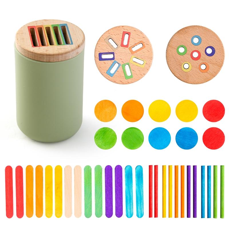 Baby Montessori Toys Rainbow Color Sorting Fine Motor Toy Shape Matching Sensory Toys Early Educational Puzzle Toys For Toddlers