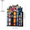 Floral Book Sun Catcher Ornamen Sign, Car Hanging Ornamen, Stained Glaze Acrylic Decor for Book Lovers, Teacher Librarian Gift, Christmas Tree Hangin