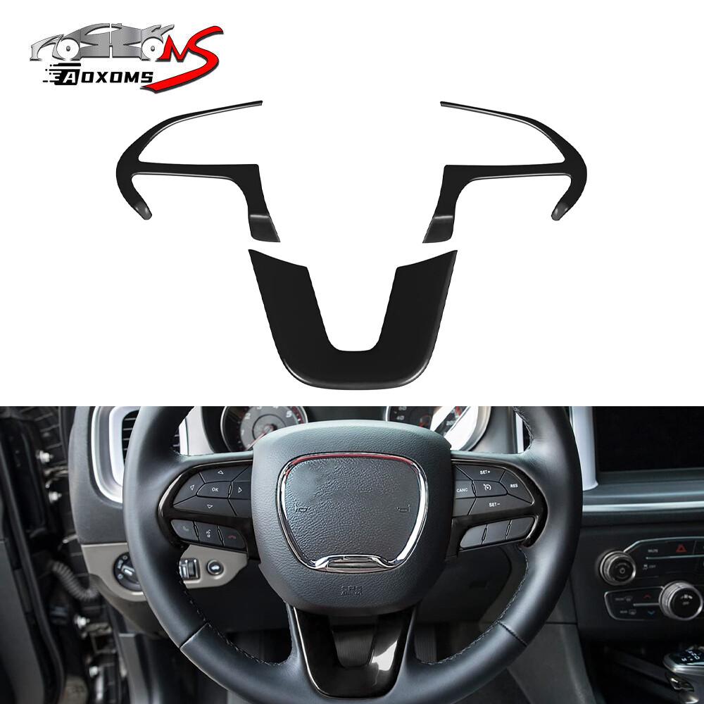 Black Steering Wheel Moulding Cover Trim Decor for Dodge Challenger Charger 15+