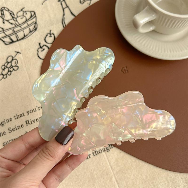 Iridescent Mermaid Hair Claw: Large Imitation Acetate Shark Clip for Women